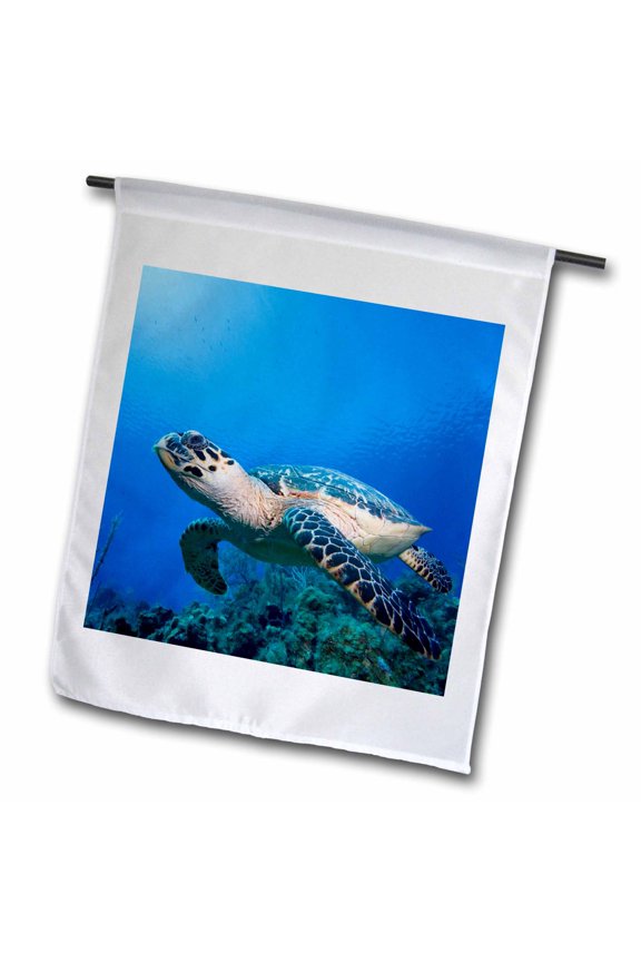 , Cayman Islands, Hawksbill Sea Turtle and coral reef -CA42 PSO0093 - Paul Souders, 18 x 27 inch Garden Flag