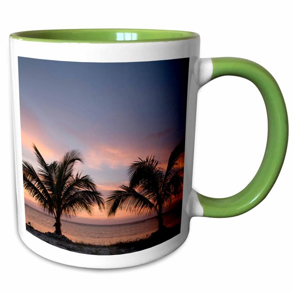 3drose, Cayman Islands, Palm Trees, Caribbean Sea-ca42 Pso0079 - Paul Souders, 11oz Two-tone Green Mug