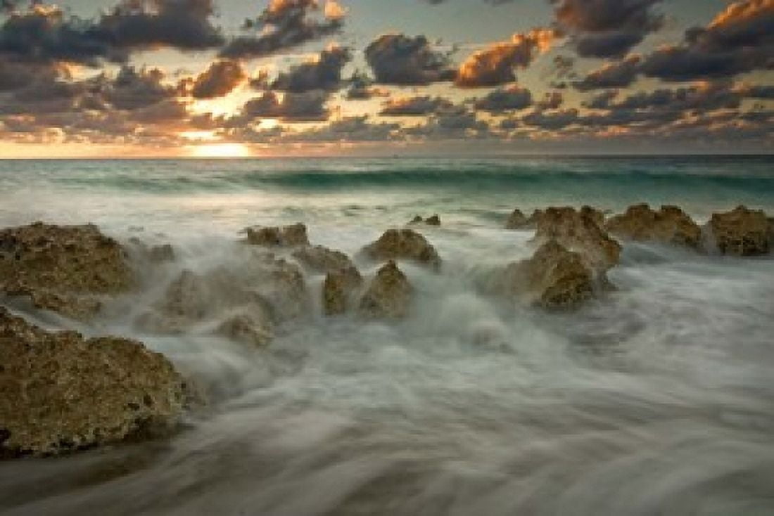 Cayman Islands Waves near George Town sunset beach Canvas Art - David Svilar DanitaDelimont (26 x 18)