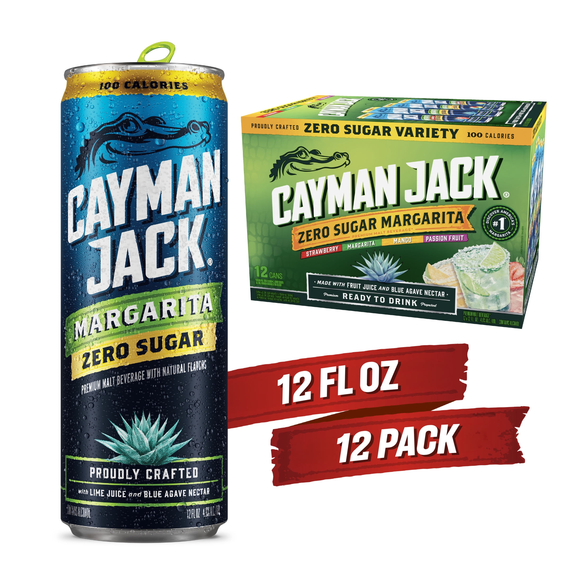 Cayman Jack Zero Sugar Variety Pack, 12 Pack, 12 fl oz Cans, 4.8% ABV