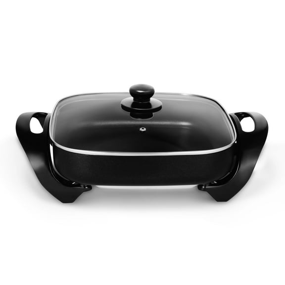 Caynel 12 inch Nonstick Electric Skillet with Glass Lid Fry Pan Black