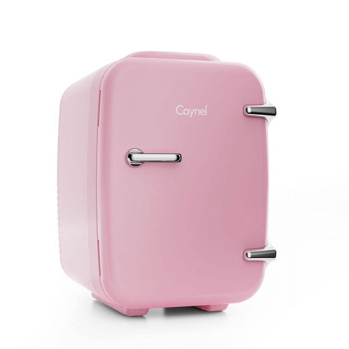 Caynel 4-Liter/6 Can Portable Mini Fridge with Warming Function, Pink 