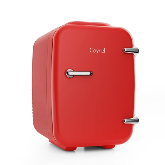 Caynel 4-Liter/6 Can Portable Mini Fridge with Warming Function, Red