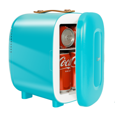 Caynel 5L Portable Retro Mini Fridge 6-can Mini Refrigerator,Teal