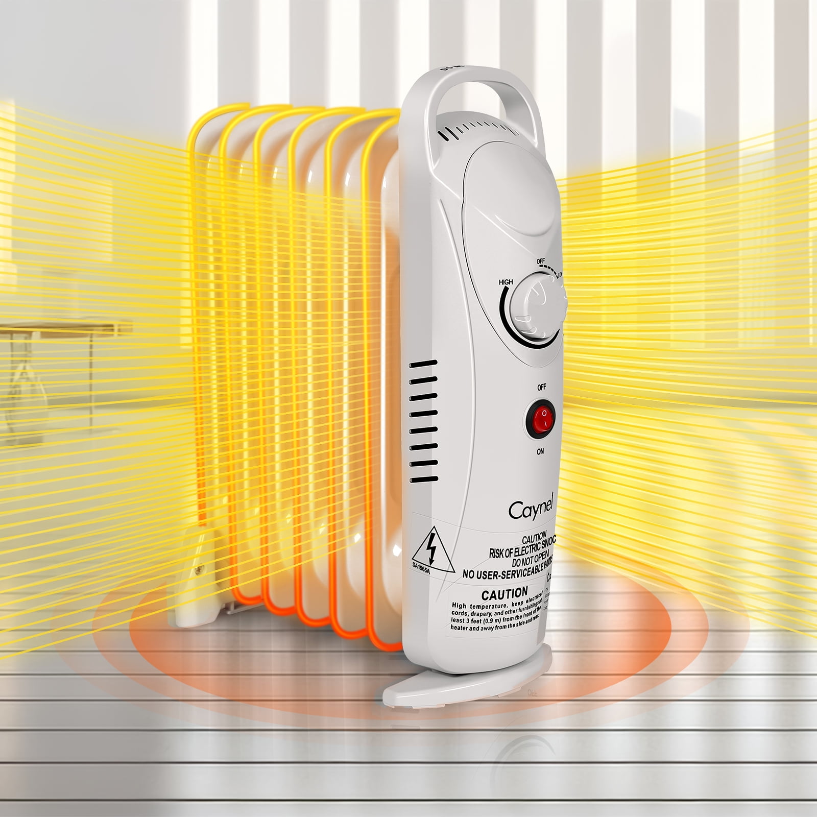 Caynel Mini Electric Oil Filled Radiator Portable Indoor Space Heater 7Fin with Thermostat