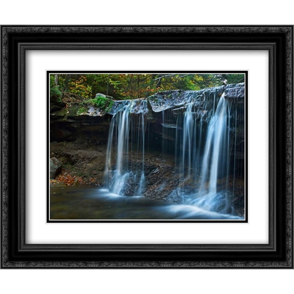 Cayuga Falls, Ricketts Glen State Park, Pennsylvania 2x Matted 24x20 Black Ornate Framed Art Print by Fitzharris, Tim