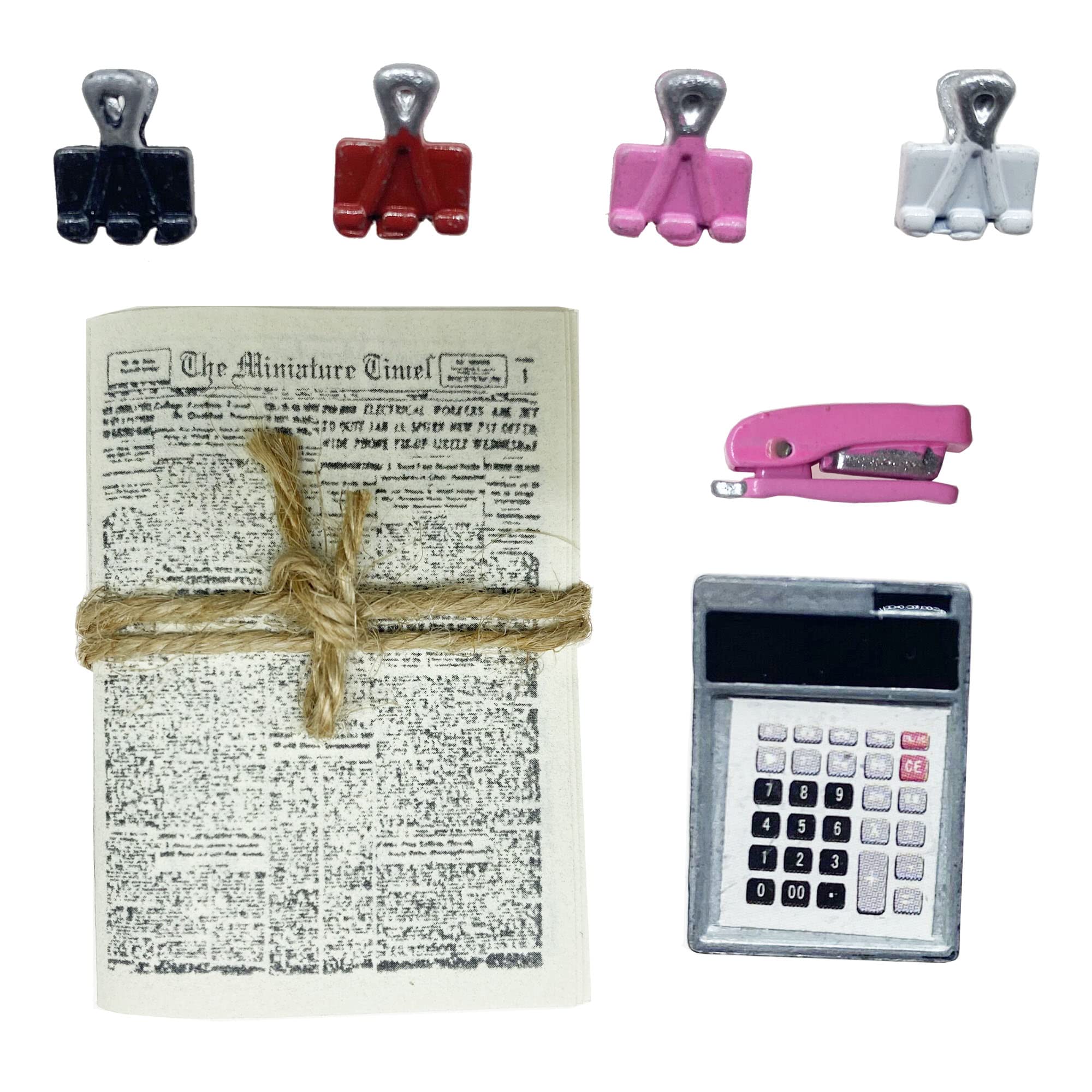 Cayway Mini School Supplies Miniature Garden Accessories Miniature Newspaper Mini Clips Miniature Counter for Kids Party Accessory, Mini House Decoration Accessories C9