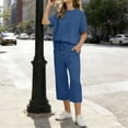 thumbnail image 1 of Caywon 2-Piece Set Women's Solid Color Casual Batwing Sleeve Pullover Wide Leg Pants Loose Fit Breathable Design Suitable for Spring Summer Daily Casual Outdoor Activities, 1 of 4