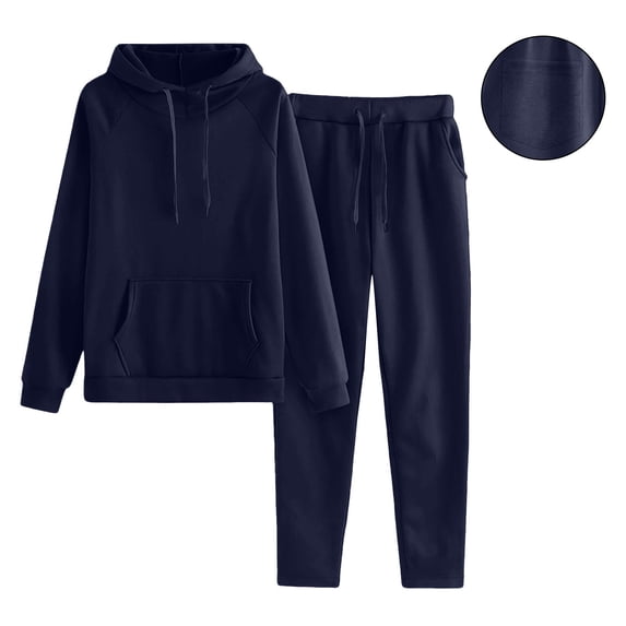 Caywon 2 Piece Women's Solid Color Tracksuit Set Hooded Sweatshirt Top and Full-Length Pants with Back Pocket Sporty Casual Outfit for Gym Running