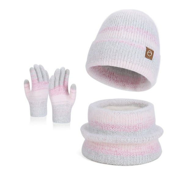Caywon 3-Piece Set Women's Winter Fashion Warm Ear-Warming Knitted Hat Hat   Scarf   Gloves for Cold Protection Winter Fashion Warm Earmuffs Knitted Hat