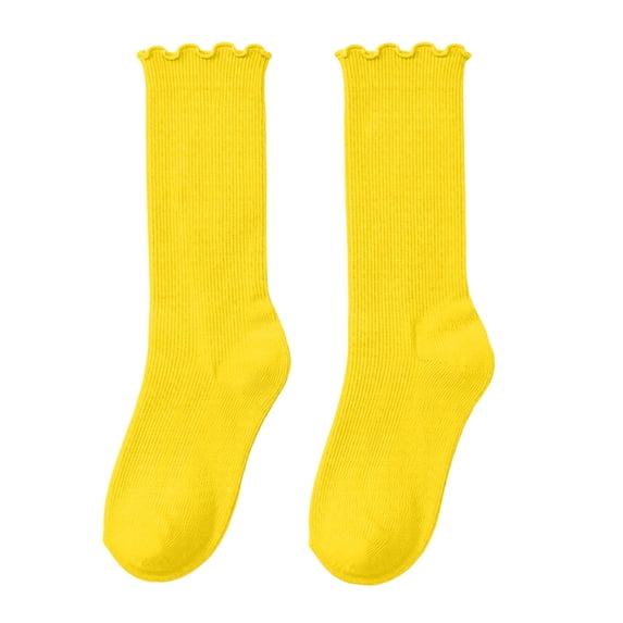 Caywon Adorable Kids' Ruffle Socks with Scalloped Trim, Ribbed Mid Calf Stretch Socks for Girls and Boys Fall and Spring