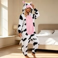 thumbnail image 1 of Caywon Adult Cow Onesie Costume, Hooded Animal Kigurumi Pajamas with Front Zipper, Funny Cow Print One Piece Outfit for Halloween Party and Cozy Lounge Wear, 1 of 5