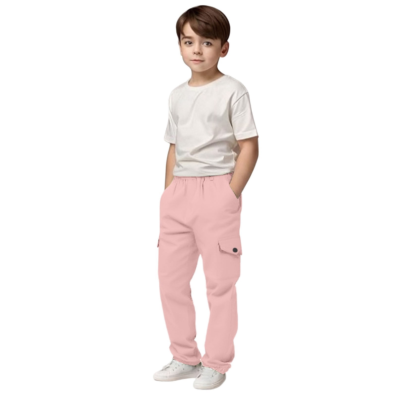 Caywon Boys' Cargo Jogger Pants with Elastic Waist, DBasestring ...