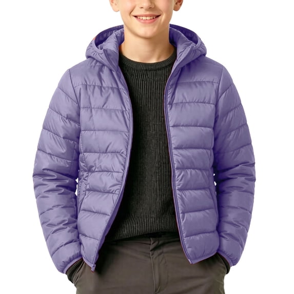 Caywon Boys' Outerwear Jackets, Hooded Quilted Zip Front Padded Lightweight, Fall Winter Warm Coat for Kids