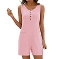 thumbnail image 1 of Caywon Ladies' Casual Fashion Solid Color Lock Jumpsuit Spring and Summer Breathable Soft With Detachable Buttons Jumpsuit(Pink,M), 1 of 6