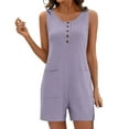 thumbnail image 1 of Caywon Ladies' Casual Fashion Solid Color Lock Jumpsuit Spring and Summer Breathable Soft With Detachable Buttons Jumpsuit(Purple,L), 1 of 9