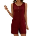 thumbnail image 1 of Caywon Ladies' Casual Fashion Solid Color Lock Jumpsuit Spring and Summer Breathable Soft With Detachable Buttons Jumpsuit(Wine,L), 1 of 9