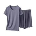 thumbnail image 1 of Caywon Womens Modal Pajamas Set Soft Cozy Summer Two Piece Sets Short Sleeve V Neck T-Shirt and Trim Shorts Sleepwear(Dark Gray,XL), 1 of 6