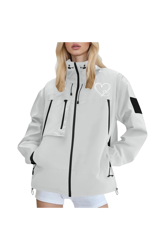 Couples' Jacket Zippered Hoodie Printed Lightweight Outdoor Water-Proof Jacket Women's Style Fashionable for Couples' Outdoor Adventures and Casual Wear