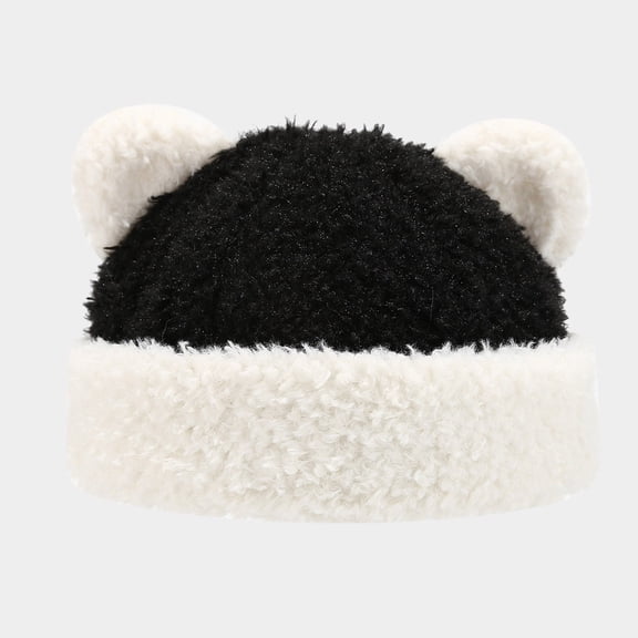 Caywon Cute Bear Furry Hat Autumn and Winter Warm Versatile Beanie Cartoon Style Japanese Fashion Hat Trendy for Daily Wear and Outfits