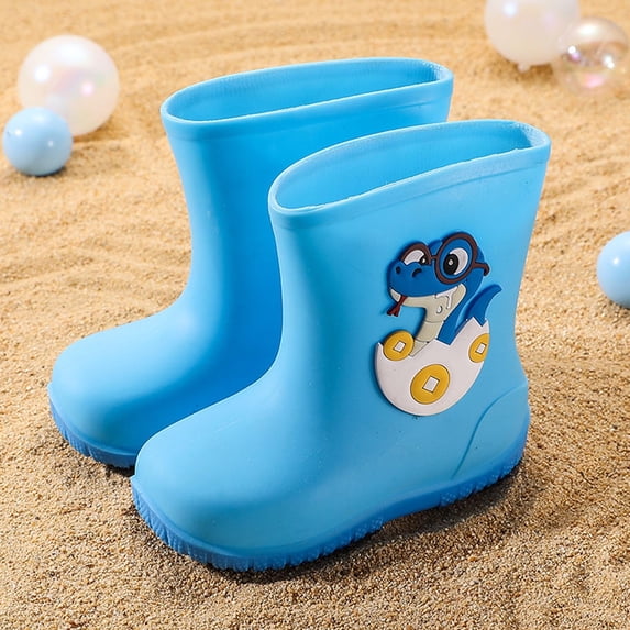Caywon Everyday Delights Rain Boots PVC Rain Boots-Waterproof Easy-On Boots Outdoor Home Rubber Shoes with Easy on Handles(2-7Years)