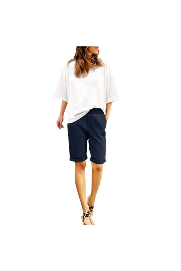 Fashion Women Wide Shorts High Waisted Elastic Waist Casual Summer Pockets Feature Comfortable Fit Everyday Wear Flattering Relaxed Style Breathable