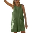 thumbnail image 1 of Caywon Fashion Womens Solid Color Front Pocket Detail Sleeveless Romper Jumpsuit One Piece Outfit Comfortable Lightweight Fabric Casual Everyday Wear Green 2XL, 1 of 8