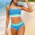 thumbnail image 1 of Caywon Girls' Spaghetti Strap Textured Two-Piece Swimsuit with Contrast Trim Detail for Beach Vacation Pool Swimming Summer Essential Daily Wear and Holiday, 1 of 9