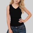 thumbnail image 1 of Caywon Girls V-Neck Sleeveless Ribbed Tank Top Slim cut Stretch Casual Summer Base Layer Shirt for Daily Wear, 1 of 7