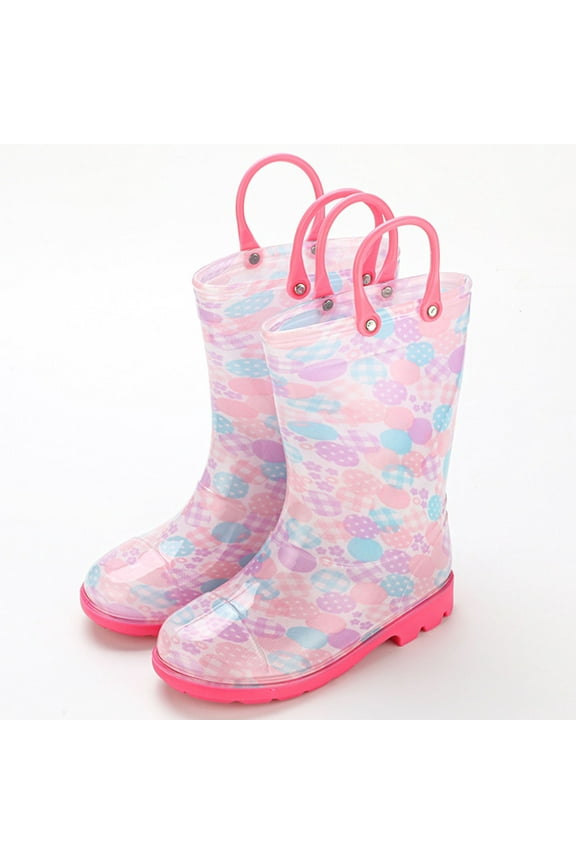 Kids Rain Boots for Girls Boys–Waterproof Natural Rubber Toddler Rain Boots with Non-Slip Outsole Easy Pull Handles for Spring Easter Egg Hunts Rainy Day Play