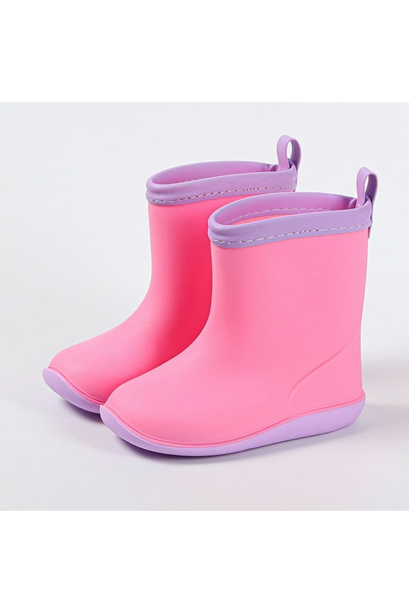 Kids Waterproof Rain Boots Non-Slip EVA Rain Shoes with Elastic Cuff Ankle and Non-Slip Sole for Toddlers Outdoor Play