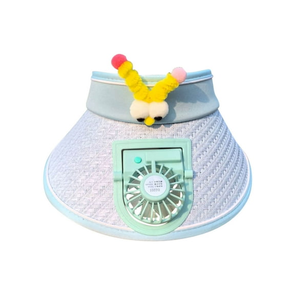 Caywon Kids Wide Brims Cool Hat Solar Powered Fan System Adjustable Chin Strap Sun Protection Lightweight Hat Outdoor Play Necessary Summer Activity Gear Blue