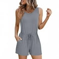 thumbnail image 1 of Caywon Ladies Summer Casual Fashion Sleeveless Tank Style Drawstring Strap Detail Double Pocket Jumpsuit One Piece Romper Lightweight Comfortable Fabric Relaxed Fit Gray XL, 1 of 7