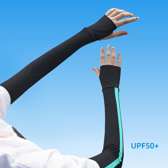 Caywon Ladies UV Protective Long Sleeve Arm Covering Summer Sun Hand Cover for Outdoor Gardening Outdoors Sports Workouts Sunscreen Arm Sleeves