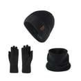 thumbnail image 1 of Caywon Large Head Circumference Knit Hat Korean Style Thickened Neck Gaiter Winter Warm Hat Scarf Three Piece Set for Men and Women Complete Set, 1 of 1