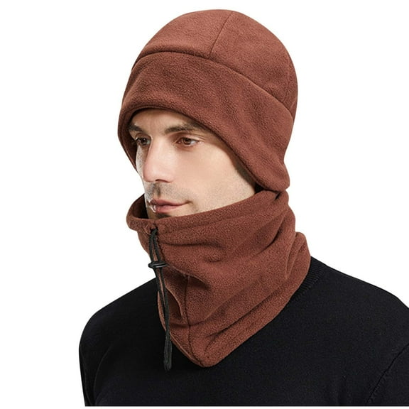 Caywon Large Head Circumference Knit Hat Korean Style Thickened Neck Gaiter Winter Warm Hat Scarf Three Piece Set for Men and Women Complete Set