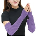 thumbnail image 1 of Caywon Long Fingerless Gloves for Women Knit Arm Warmers Thumb Hole Stretchy Gloves Cold Weather Gloves Soft and Breathable, 1 of 4