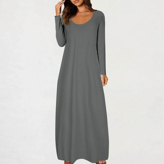 Caywon Long Sleeve Viscose Nightgowns for Women,Soft Sleep Night Dress Shirts for Women Sleepwear T-Shirt Dresses Flowy Beach Sundress