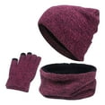 thumbnail image 1 of Caywon Men Women Winter Warm Thickened Hat Scarf Solid Color Gloves 3 Piece Set Ideal for Cold Weather Keeps Head Neck Hands Cozy Suitable for Outdoor Activities, 1 of 3