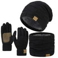 thumbnail image 1 of Caywon Men Women Winter Warm Thickened Hat Scarf Solid Color Gloves 3 Piece Set Ideal for Cold Weather Keeps Head Neck Hands Cozy Suitable for Outdoor Activities, 1 of 3