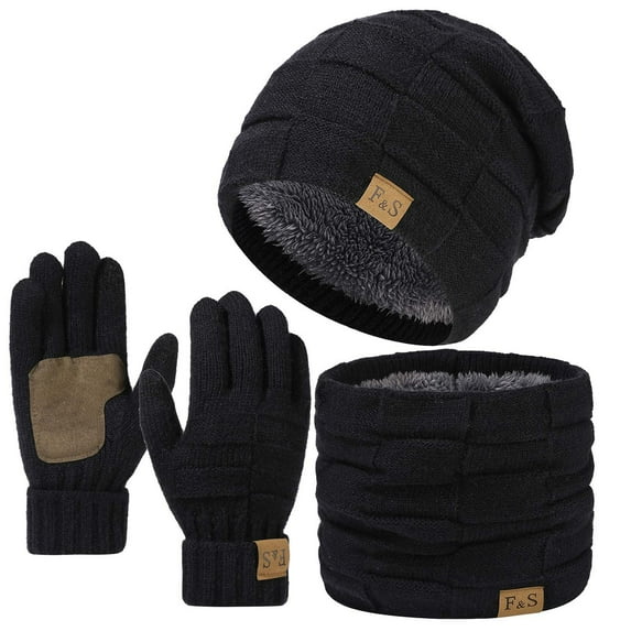 Caywon Men Women Winter Warm Thickened Hat Scarf Solid Color Gloves 3 Piece Set Ideal for Cold Weather Keeps Head Neck Hands Cozy Suitable for Outdoor Activities