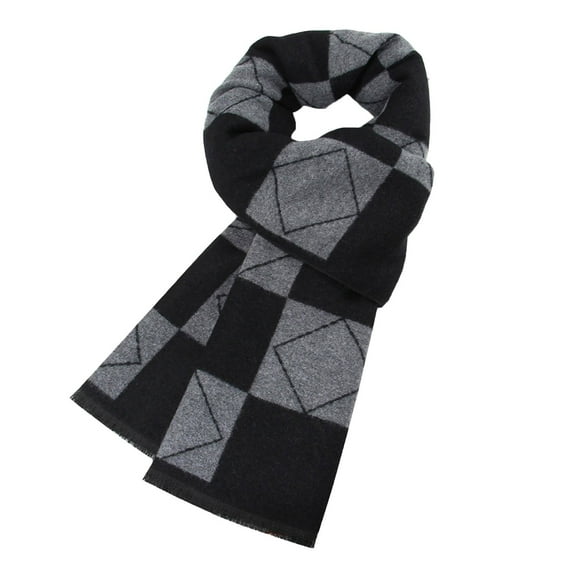 Caywon Men's Classic Warm Thickened Brushed Striped Scarf Cozy Soft Winter Necessary Stylish Striped Design Thick Material for Extra Warmth Cold Weather Accessory
