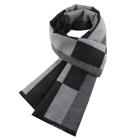 Caywon Men's Classic Warm Thickened Brushed Striped Scarf Cozy Soft Winter Necessary Stylish Striped Design Thick Material for Extra Warmth Cold Weather Accessory