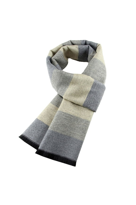 Men's Classic Warm Thickened Brushed Striped Scarf Cozy Soft Winter Necessary Stylish Striped Design Thick Material for Extra Warmth Cold Weather Accessory