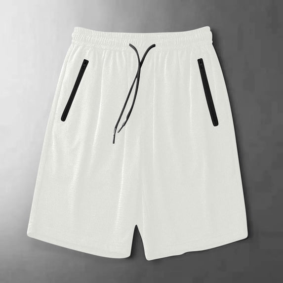 Caywon Men's Quick Dry Mesh Shorts, Dstring Elastic Waist with Zippered Pockets, Lightweight Breathable Athletic Bottoms for Gym, Running, Sports & Summer