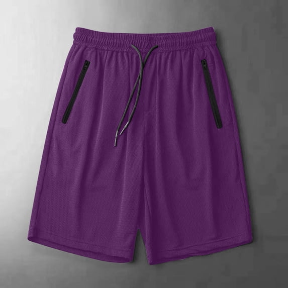 Caywon Men's Quick Dry Mesh Shorts, Dstring Elastic Waist with Zippered Pockets, Lightweight Breathable Athletic Bottoms for Gym, Running, Sports & Summer