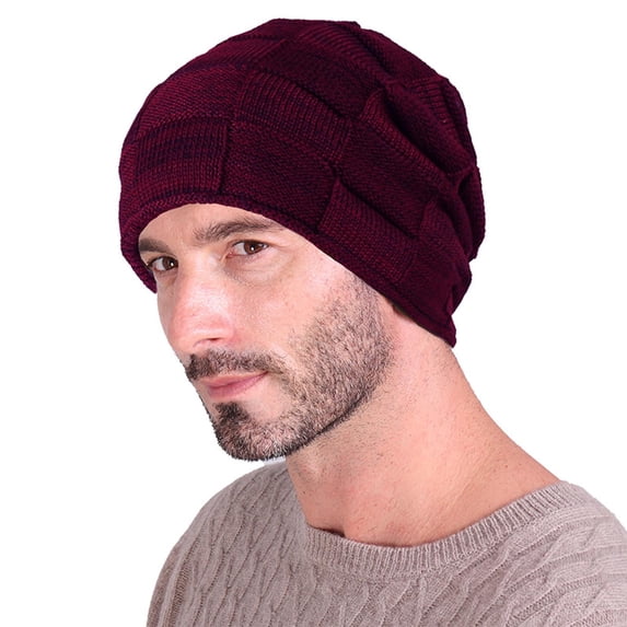 Caywon Men's and Women's Spring Summer Thin Headscarf Knitted Cotton Solid Color Stacking Hat Functional and Stylish Choice(Wine,Free Size)