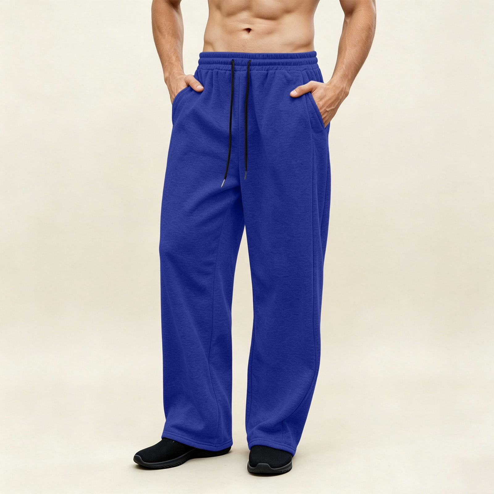 Open Wear Caywon Mens Fleece Sweatpants with Drawstring Elastic Waist Straight ...