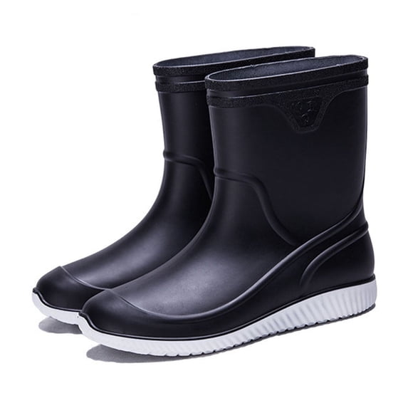 Caywon Mens Rain Boots Slip On Non-Slip Rubber Waterproof Ankle Boots Rain Shoes Comfortable Lightweight Work Mud Boots,Proof Durable Slip Garden Boots