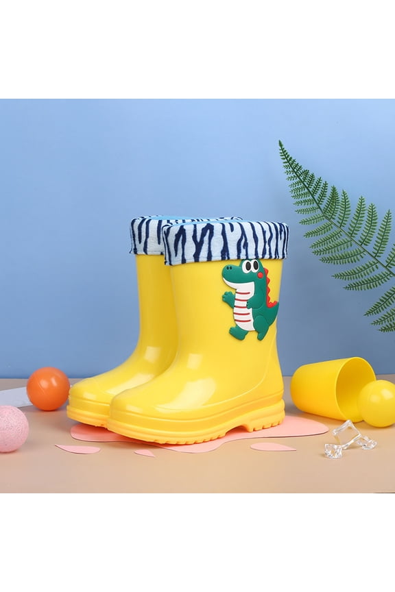 Rain Boots Waterproof Lightweight EVA Rain Shoes with Fleece Lined for Toddler Girls Boys Non-Slip Sole Waterproof Easy-On Boots(4-9Years)